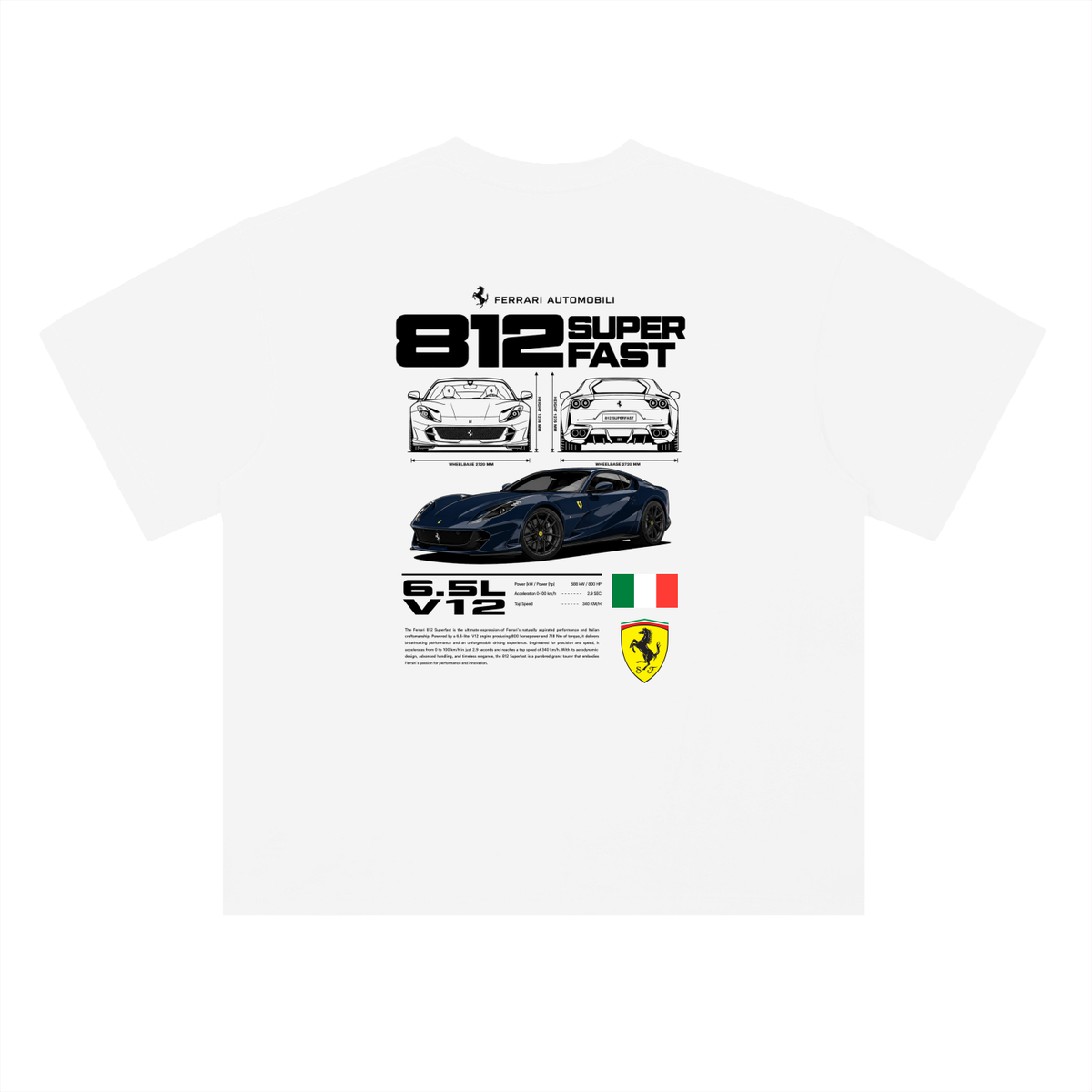 Ferrari 812 Superfast heavyweight Drop Shoulder Cotton T-Shirt