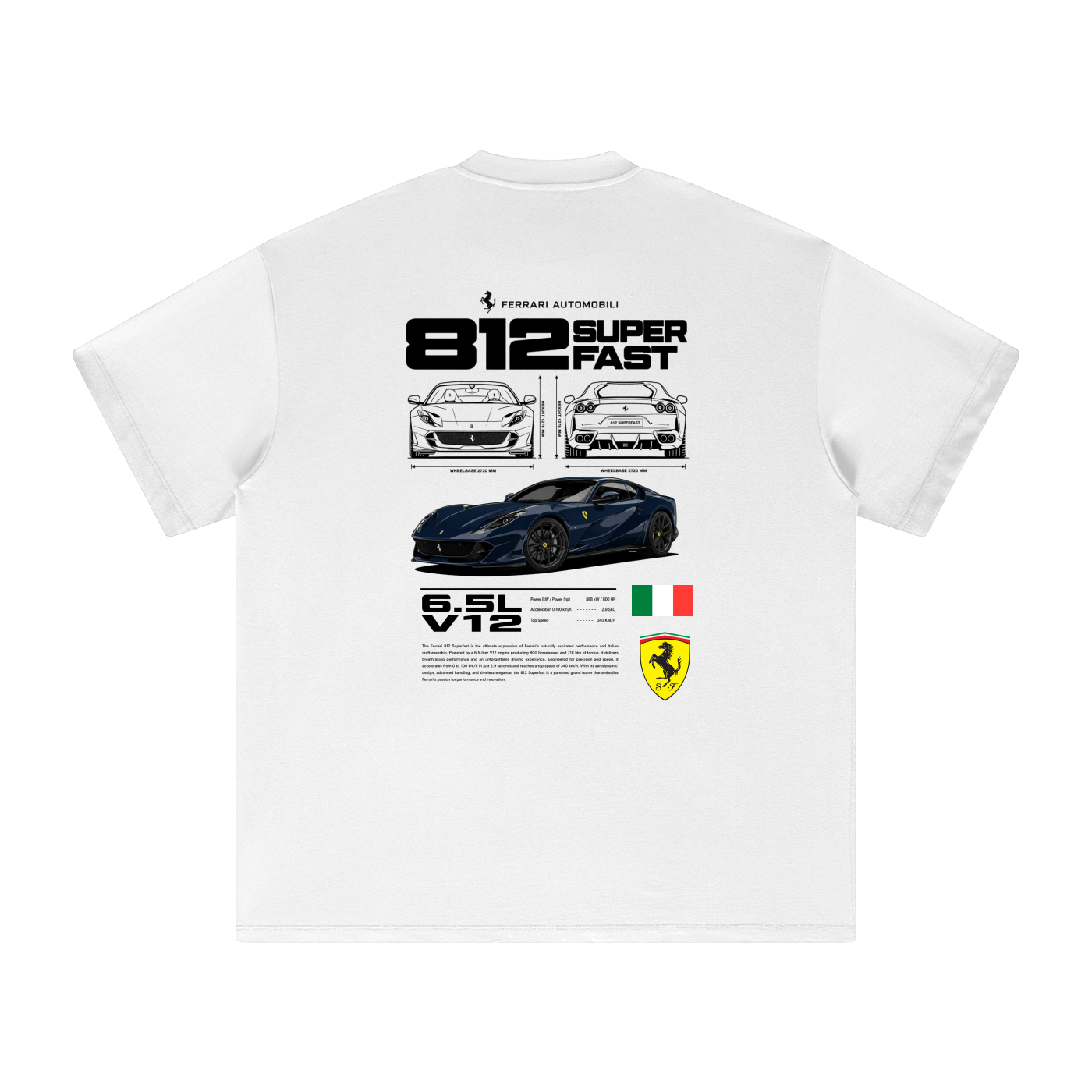 Ferrari 812 SUPERFAST | Heavyweight 100% Cotton T-Shirt