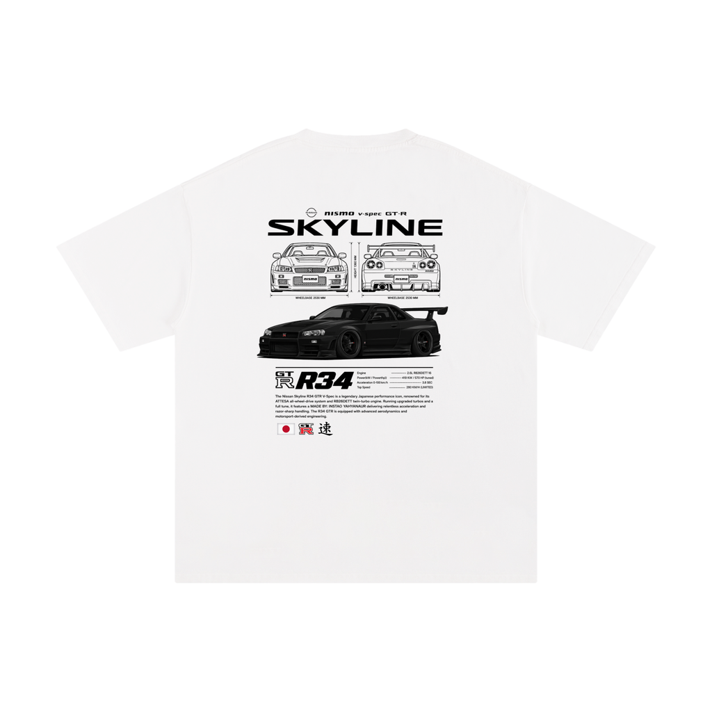 Black R34 Skyline GT-R | Unisex Pure Cotton T-Shirt