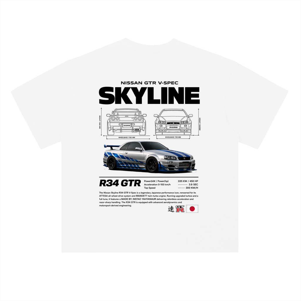 Nissan R34 Skyline GT-R heavy weight T-Shirt | FNF Print