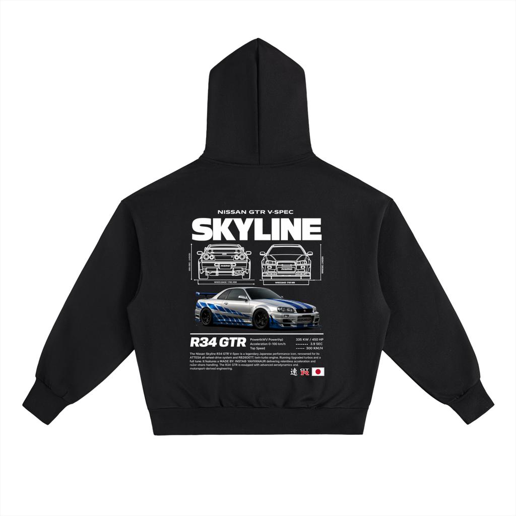 Nissan R34 Skyline GT-R Heavy Weight Fleece Hoodie | FNF Print